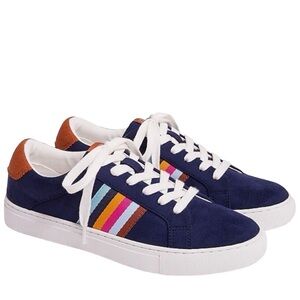 J Crew Rainbow Stripe Navy Sneaker